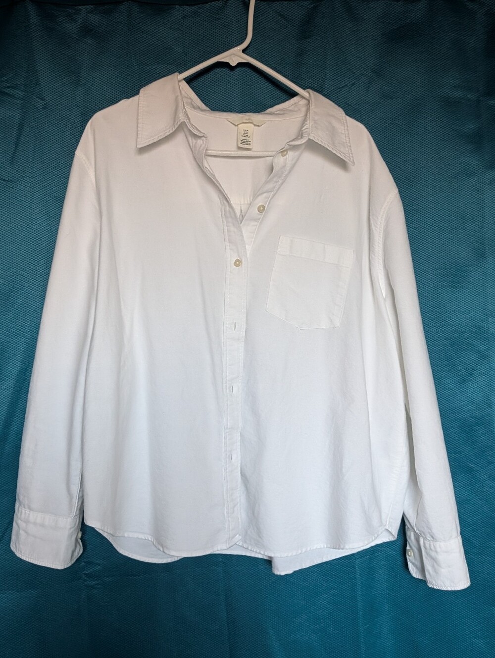 H&M 100% Heavy Cotton Relaxed Fit Oxford Button-Down Shirt White XL